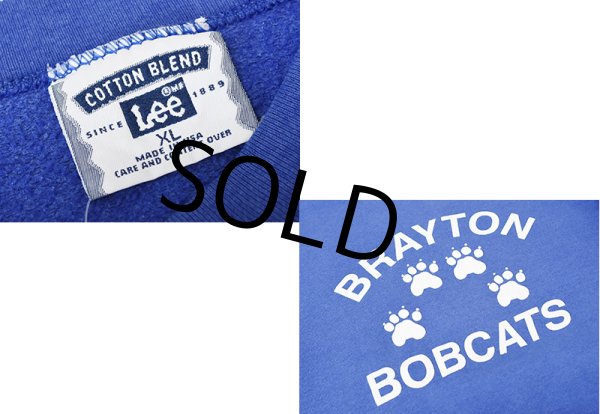 画像2: 90's【USA製】【ビンテージ】【Lee】リー【BRAYTON BOBCATS】【青】【スウェット】【サイズXL】  (2)