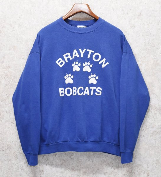 画像1: 90's【USA製】【ビンテージ】【Lee】リー【BRAYTON BOBCATS】【青】【スウェット】【サイズＸＬ】  (1)