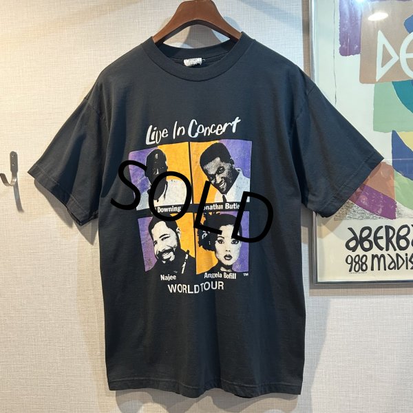 画像1: 90’s ビンテージ【GLOBAL BASIC】 ジャズ ワールドツアー【Will Downing】【Jonathan Butler】【Najee】【Angela Bofill】【黒】Tシャツ【サイズXL程度】  (1)