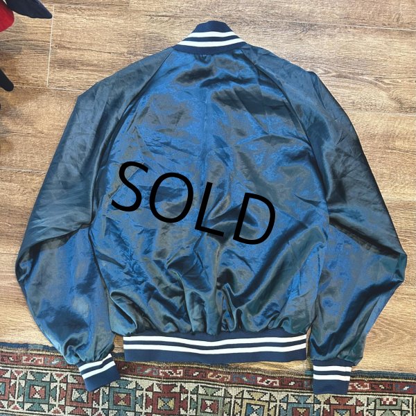 画像3: 【USA製】【ビンテージ】【AUBURN sportswear】【紺】ナイロンスナップブルゾン【サテンジャケット】【サイズL】  (3)