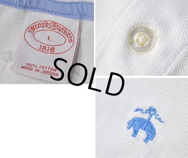 画像2: ビンテージ【ブルックスブラザーズ】Brooks Brothers【胸ロゴ入り】【鹿の子コットン】【白】【ヘンリーネックコットンTシャツ】【サイズL】  (2)