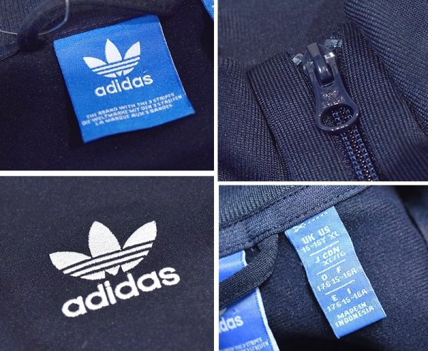 画像2: 【ビンテージ】【アディダス】adidas【ネイビー×白ライン】ジャージ【トラックジャケット】【トラックジャージ】【サイズ ユースXL】  (2)