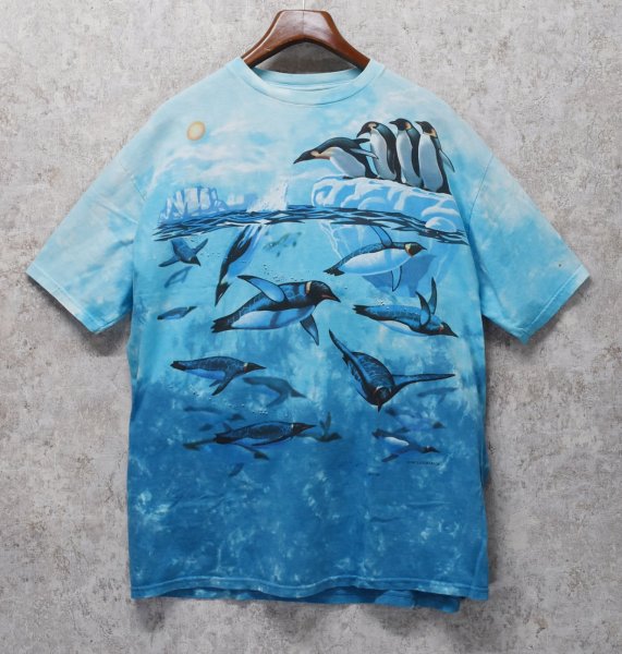 画像1: 【ビンテージ】【リキットブルー】【総柄】【タイダイTシャツ】【海】【ペンギン】Ｔシャツ【サイズXL】 (1)
