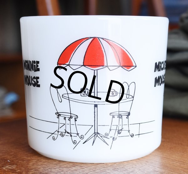 画像3: 【Fire King】【ファイヤーキング】【MiCKEY MOUSE】ミッキーマウス【MiNNiE MOUSE】ミニーマウス【パラソル】【ショートマグカップ】ミルクガラス  (3)