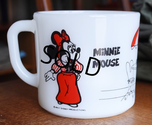 画像2: 【Fire King】【ファイヤーキング】【MiCKEY MOUSE】ミッキーマウス【MiNNiE MOUSE】ミニーマウス【パラソル】【ショートマグカップ】ミルクガラス  (2)