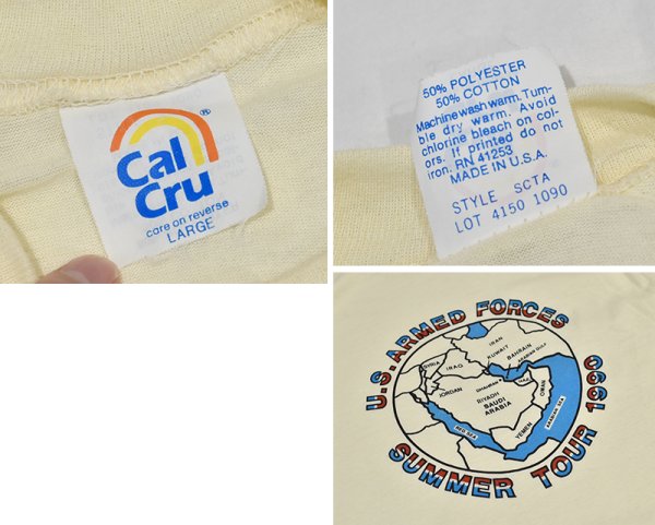 画像2: 【デッドストック】90's【USA製】【ビンテージ】【U.S.ARMED FORCES】【米軍サマーツアー】ベージュ【Tシャツ】【サイズL】  (2)