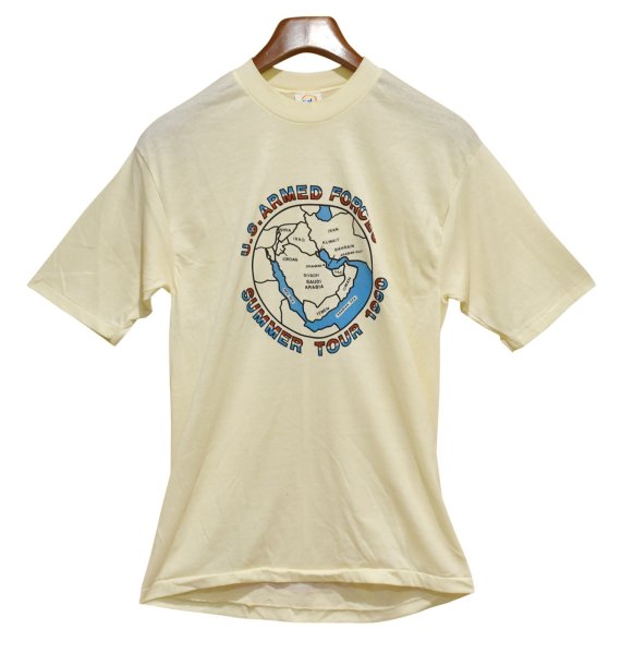 画像1: 【デッドストック】90's【USA製】【ビンテージ】【U.S.ARMED FORCES】【米軍サマーツアー】ベージュ【Tシャツ】【サイズL】  (1)