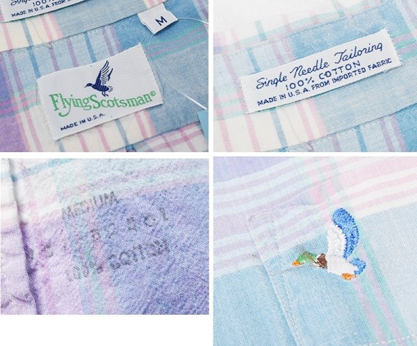 画像2: 【USA製】【Flying Scotsman】【薄水色×紫】【半袖シャツ】コットンシャツ【BDシャツ】【サイズM】  (2)