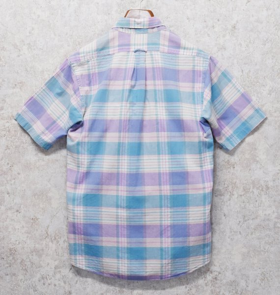 画像3: 【USA製】【Flying Scotsman】【薄水色×紫】【半袖シャツ】コットンシャツ【BDシャツ】【サイズM】  (3)