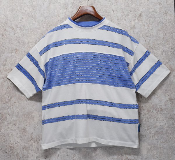 画像1: ビンテージ【PERMIT】【白×青ライン】【フェイクレイヤード】【Tシャツ】【サイズＭ】  (1)