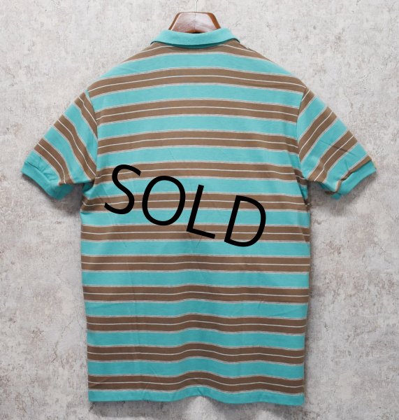 画像3: 【USA製】【ビンテージ】【LONDON FOG】【ロンドンフォグ】【エメラルドグリーン×茶×白ボーダー柄】【ポロシャツ】【サイズＬ】  (3)