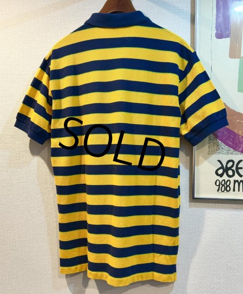 画像3: POLO ralph lauren【ラルフローレン】【紺ｘ黄色ｘ黄緑】【ボーダー柄】【ポロシャツ】【サイズＭ】  (3)
