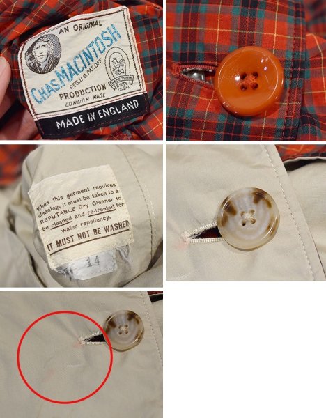 画像2: イングランド製【CHAS.MACINTOSH】マッキントッシュ【リバーシブル】【赤タータンチェック×ベージュ】【ステンカラーコート】【W-14】  (2)