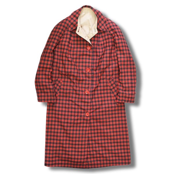 画像3: イングランド製【CHAS.MACINTOSH】マッキントッシュ【リバーシブル】【赤タータンチェック×ベージュ】【ステンカラーコート】【W-14】  (3)