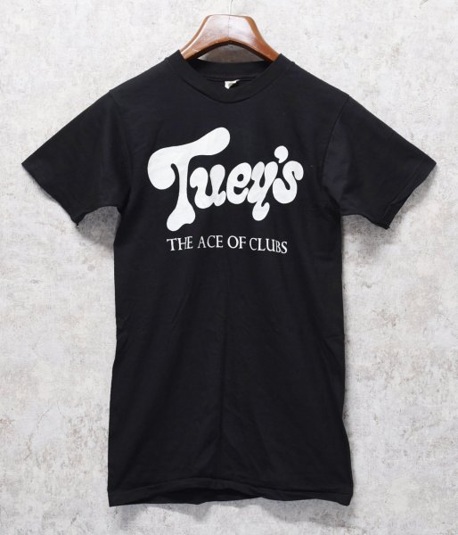 画像1: 【デッドストック】 70's【USA製】【ビンテージ】【Tuey's】【黒】【バックプリント】【Tシャツ】【サイズ３８-４０】  (1)