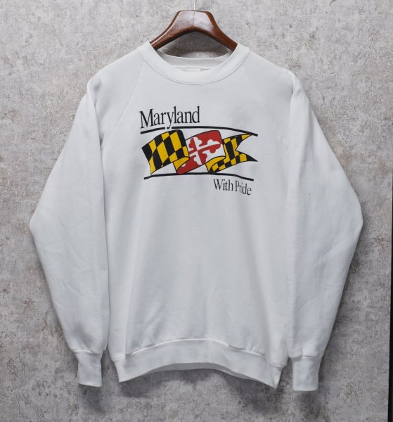 画像1: 90's【USA製】【FRUIT OF THE LOOM】【フルーツオブザルーム】【白】【Maryland with Pride】【スウェット】【サイズＸＬ】  (1)