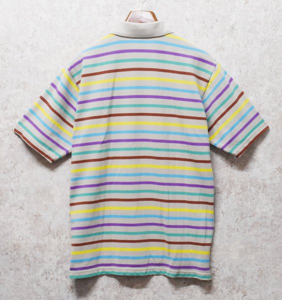 画像3: 【ラコステ】【LACOSTE】【ベージュ×黄色×水色×紫×緑×茶】ボーダー【ポロシャツ】【サイズ6】  (3)