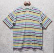 画像1: 【ラコステ】【LACOSTE】【ベージュ×黄色×水色×紫×緑×茶】ボーダー【ポロシャツ】【サイズ6】  (1)