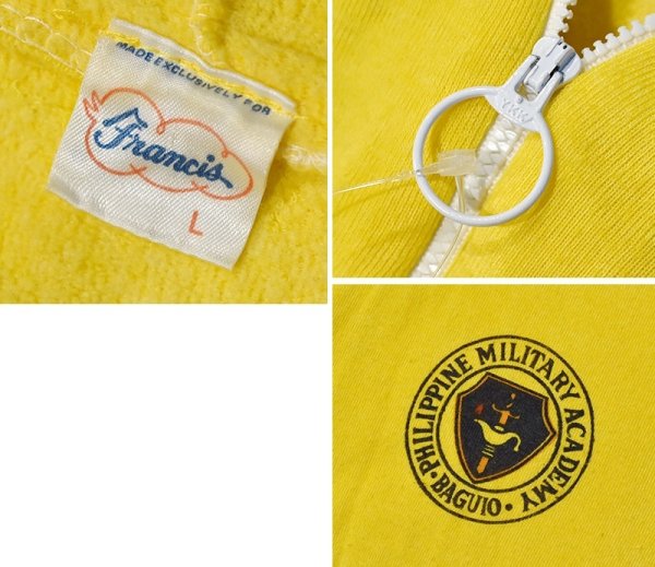 画像2: フィリピンミリタリーアカデミー Philippine Military Academy BAGUIO【黄色】【フルジップパーカー】【サイズＬ】  (2)
