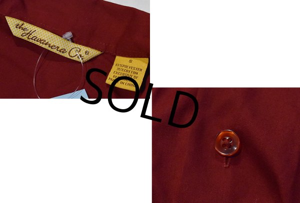 画像2: ビンテージ【The Havanera Co.】ハバネラ【エンジ】【キューバシャツ】半袖開襟シャツ【サイズS】   (2)