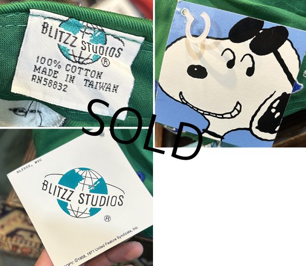 画像2: 【デッドストック】【スヌーピー】【緑×青】【コットン】【ベースボールキャップ】   (2)