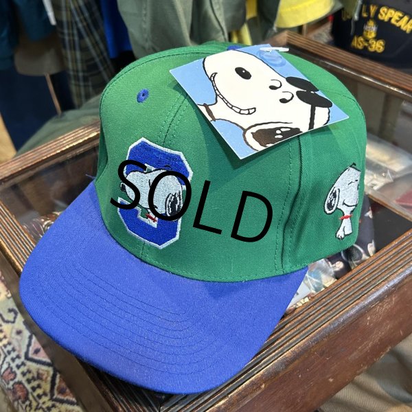 画像1: 【デッドストック】【スヌーピー】【緑×青】【コットン】【ベースボールキャップ】   (1)