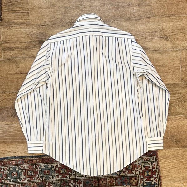画像3: USA製【ビンテージ】【Saks Fifth Avenue】サックス・フィフス・アベニュー【白x紺xグレー】【ワイドカラーコットンシャツ】【16-34】  (3)