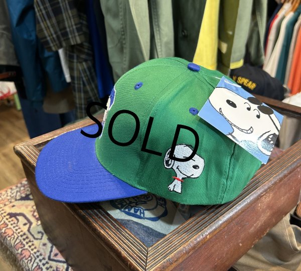 画像3: 【デッドストック】【スヌーピー】【緑×青】【コットン】【ベースボールキャップ】   (3)