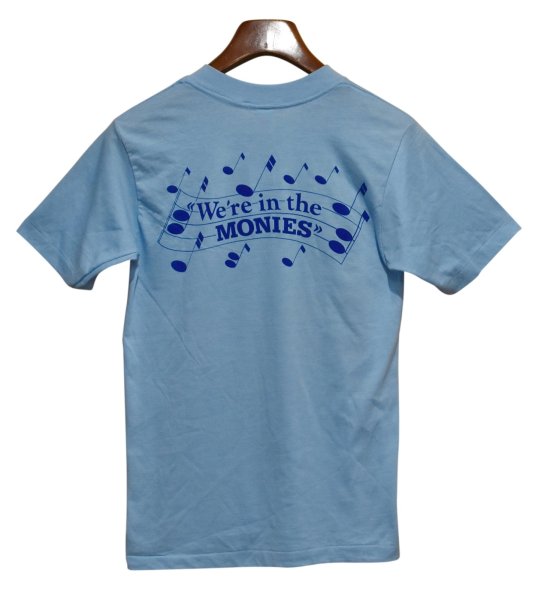 画像3: 80's【USA製】【collegiate pacific MONIES】【ビンテージ】【水色×虹色】【Tシャツ】【サイズＭ】  (3)