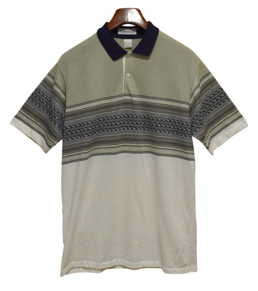 画像1: ほぼ未使用【USA製】【munsingwear】【マンシングウェア】【緑×白×紺】ボーダー【ポロシャツ】【サイズＬ】  (1)
