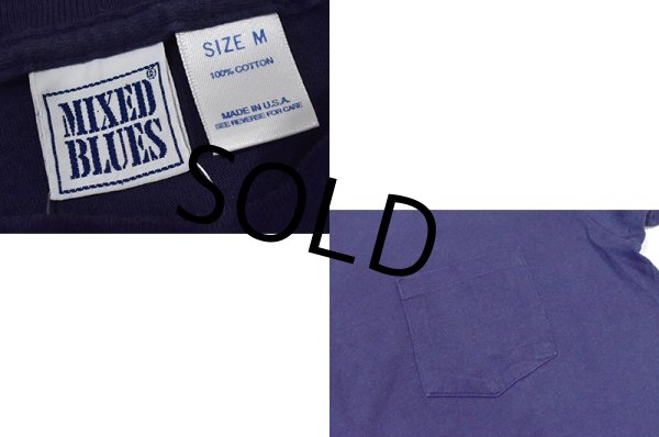 画像2: 90's【USA製】【MIXED BLUES】【紺】【無地】【ポケット付き】【Tシャツ】【サイズM】  (2)