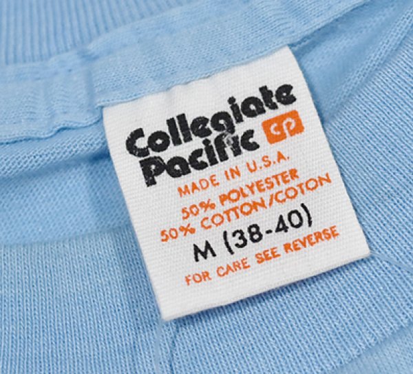 画像2: 80's【USA製】【collegiate pacific MONIES】【ビンテージ】【水色×虹色】【Tシャツ】【サイズＭ】  (2)