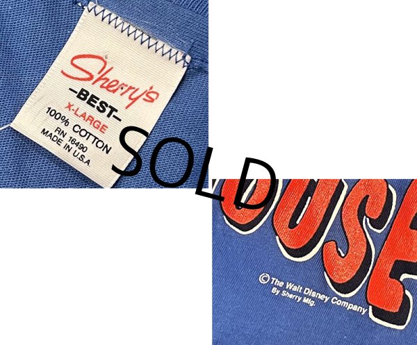 画像2: 90's~【USA製】【ビンテージ】Sherry's【シェリー】ミッキーマウス【フロリダ】【ディズニー】【バックプリント付き】青【Tシャツ】【サイズXL】  (2)