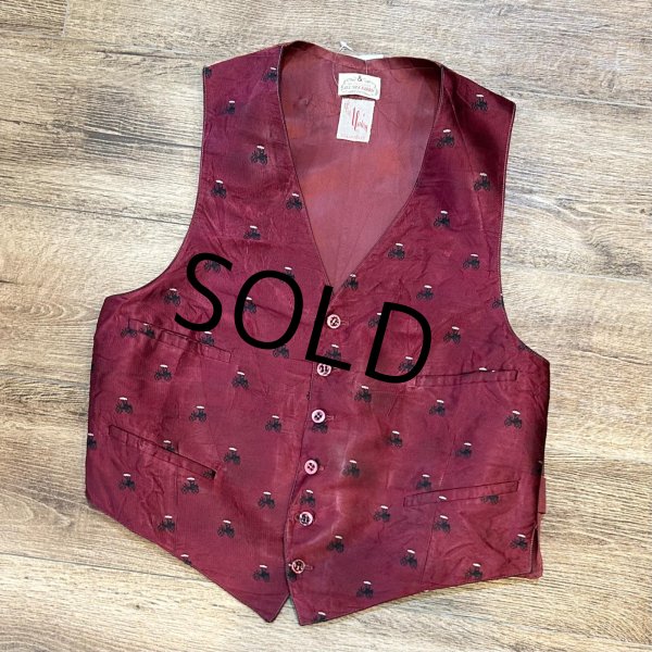 画像1: 50's ビンテージ【The UNION】馬車【ワインレッド】シルク【ベスト】【サイズM】  (1)