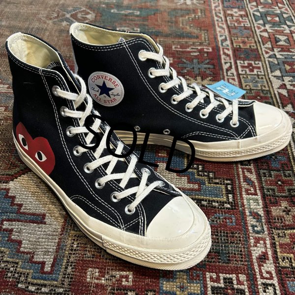画像1: 【プレイコムデギャルソンｘコンバース】CONVERSE【ＣＴ７０】【黒ｘ白】【ハイカット】【サイズ 27ｃｍ】  (1)