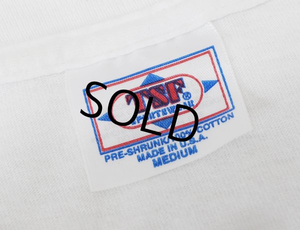 画像2: 90's【USA製】 ビンテージ【TSF】【ヒョウ、鳥、植物】イラスト【白】【 Tシャツ】【サイズＭ】  (2)