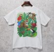 画像1: 90's【USA製】 ビンテージ【TSF】【ヒョウ、鳥、植物】イラスト【白】【 Tシャツ】【サイズＭ】  (1)