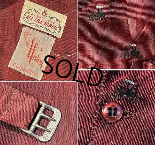 画像2: 50's ビンテージ【The UNION】馬車【ワインレッド】シルク【ベスト】【サイズM】  (2)