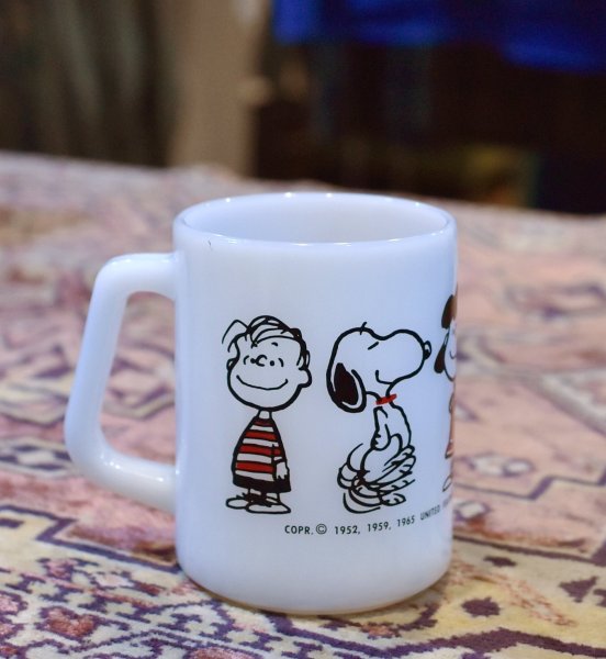 画像3: ビンテージ【FEDERAL】フェデラル【ホワイト】【スヌーピー】ミルクガラスマグ  (3)