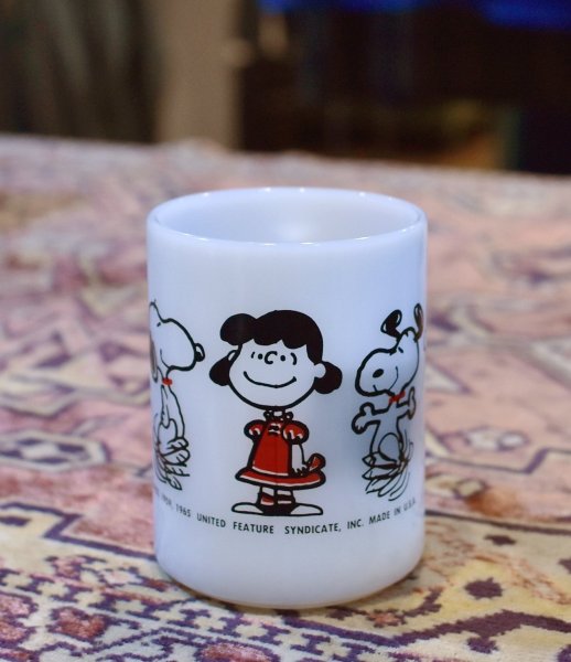 画像2: ビンテージ【FEDERAL】フェデラル【ホワイト】【スヌーピー】ミルクガラスマグ  (2)