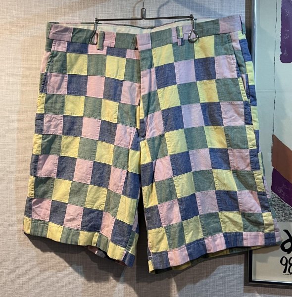 画像1: 【BERLE】【緑×青×ピンク×黄色】【ショートパンツ】【パッチワーク】【短パン】【ｗ36】  (1)