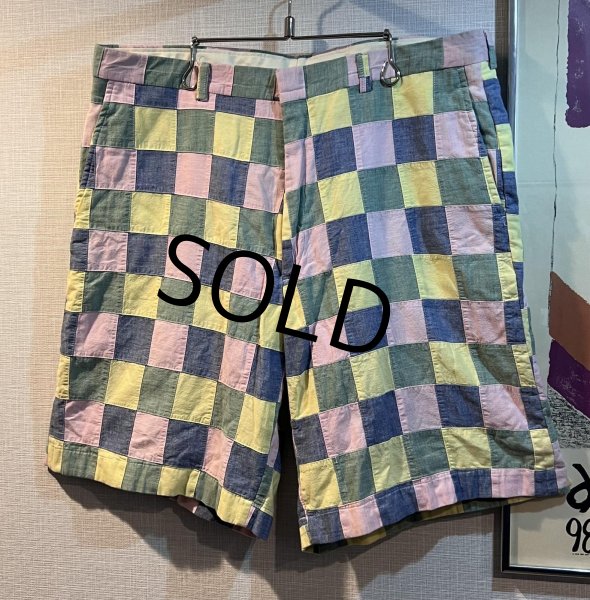画像1: 【BERLE】【緑×青×ピンク×黄色】【ショートパンツ】【パッチワーク】【短パン】【ｗ36】  (1)