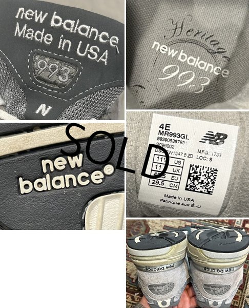 画像2: USA製【ニューバランス】new balance【993】グレー スニーカー【US 11 1/2】29.5cm  (2)