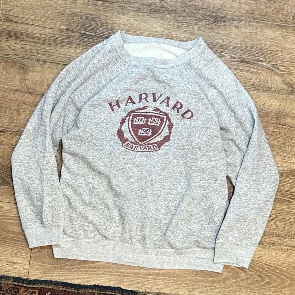 画像1: ビンテージ【HARVARD】ハーバード 染込みプリント【霜降りグレー】【カレッジロゴスウェット】【サイズＭ程度】  (1)