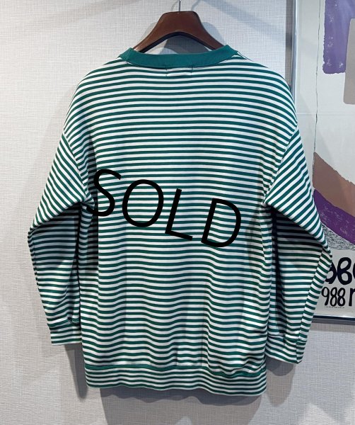 画像3: 【ビンテージ】【ANNE KLEIN】【アンクライン】【緑×白ボーダー】【スウェット】【レディース古着】【サイズM】  (3)