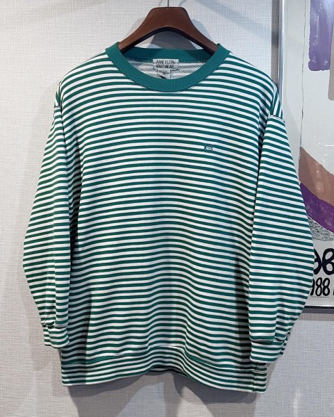 画像1: 【ビンテージ】【ANNE KLEIN】【アンクライン】【緑×白ボーダー】【スウェット】【レディース古着】【サイズＭ】  (1)