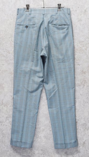 画像5: 【JIM DINEN】ジムダイン【水色チェック】コットンスラックス【コットンパンツ】【W31程度】  (5)