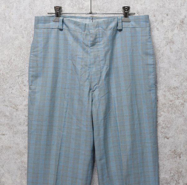 画像3: 【JIM DINEN】ジムダイン【水色チェック】コットンスラックス【コットンパンツ】【W31程度】  (3)