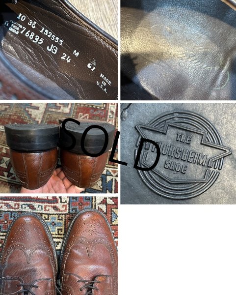 画像2: 【USA製】【ビンテージ】【フローシャイム】FLORSHEIM【ブラウン】メダリオン【ウィングチップシューズ】【10 3E】【28cm程度】  (2)