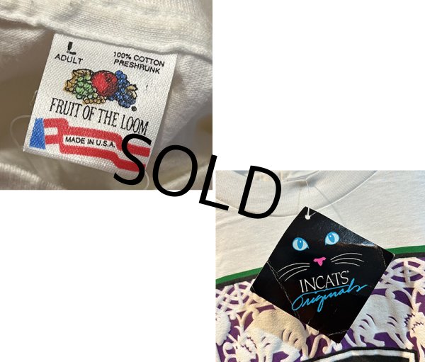 画像2: 【デッドストック】80's【USA製】【ビンテージ】ヘインズ【hanes】【CHATUL】【猫】白【Tシャツ】【サイズXL】  (2)